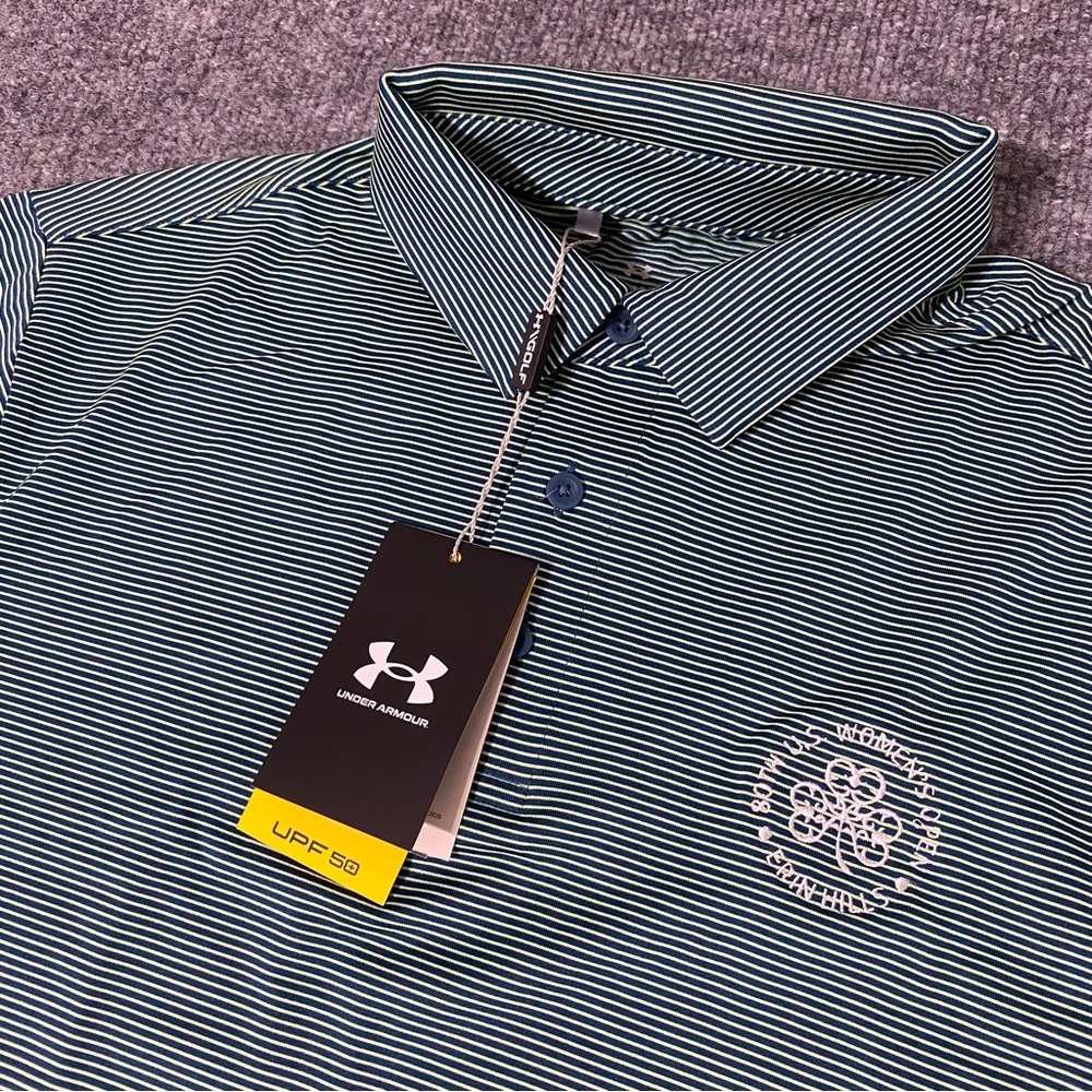 Under Armour Erin Hills 2025 Green Bridge Stripe US Womens Open Mens Medium Polo